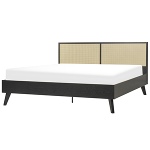 BELIANI Bed rotan zwart 180 x 200 cm MONPAZIER