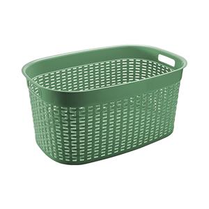 Hega Hogar Rotan line wasmand - groen - inhoud liter - kunststof - x x 27 cm - met handvatten -