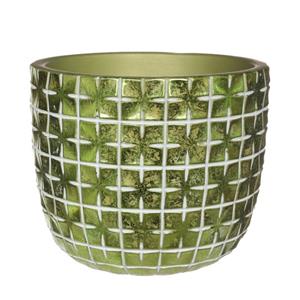 Ideas 4 Seasons Ideas4seasons Bloempot ruit motief Hanoi - metallic groen - D12 x H10 cm -