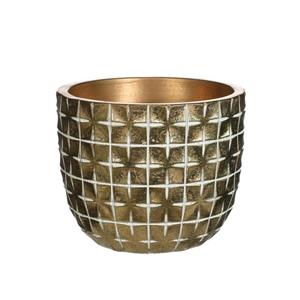 Ideas 4 Seasons Ideas4Seasons Bloempot ruit motief Hanoi - goud - D14 x H12 cm -