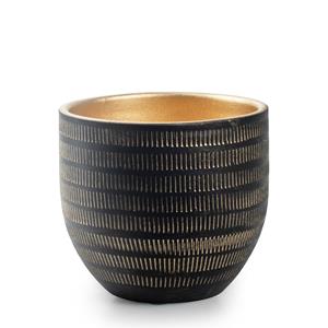 Jodeco Plantenpot/bloempot Beau - zwart/goud - keramiek - D14 x H16 cm -