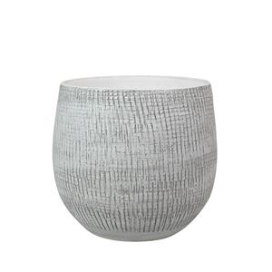 Ter Steege Plantenpot/bloempot in een strakke Modern design look wit/zwart Dia 18 cm en Hoogte 16 cm -