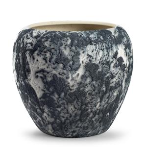 Jodeco Plantenpot/bloempot Marble - wit/zwart - keramiek - D24 x H22 cm -