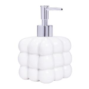QUVIO Zeepdispenser vrijstaand met bolletjes patroon - Keramiek - Wit - 350ML