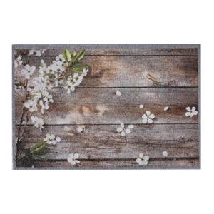 Fußmatte MD Entree Impression Eingangsmatte - Teppichmatte - Küchenteppich, MD Entree, rechteckig, Höhe: 5 mm, bei 30° waschbar, anti-rutsch, 40 x 60 cm, Flowers on Wood, braun