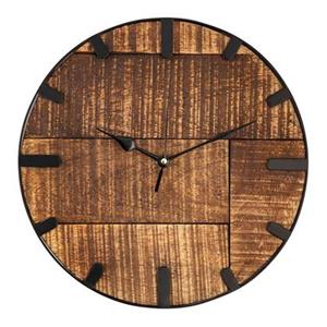 Sfeer voor jou SVJ Wandklok Rond - 30 x 30 x 5 cm - Hout - Bruin|Zwart