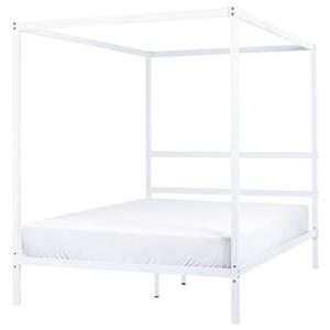 Beliani  LESTARDS - Hemelbed - Wit - 140 x 200 cm - Staal