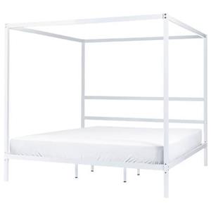 Beliani  LESTARDS - Hemelbed - Wit - 180 x 200 cm - Staal