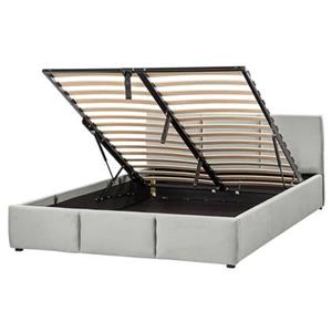 Beliani BOUSSE-Tweepersoons boxspring-Lichtgrijs-160 x 200 cm-Fluweel