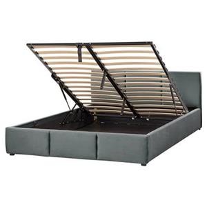 Beliani BOUSSE-Tweepersoons boxspring-Grijs-160 x 200 cm-Fluweel