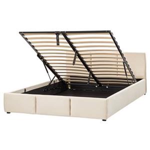 Beliani BOUSSE-Tweepersoons boxspring-Beige-160 x 200 cm-Fluweel