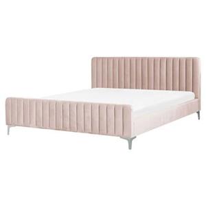 Beliani  LUNAN - Tweepersoonsbed - Roze - 160 x 200 cm - Fluweel