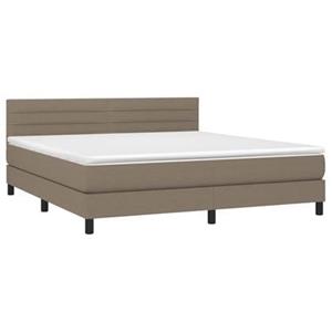 VidaXL Boxspring met matras en LED stof taupe 180x200 cm