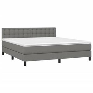 VidaXL Boxspring met matras stof donkergrijs 180x200 cm