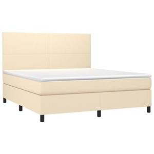 VidaXL Boxspring met matras stof crèmekleurig 180x200 cm