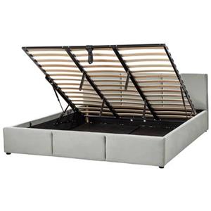 Beliani BOUSSE-Tweepersoons boxspring-Lichtgrijs-180 x 200 cm-Fluweel