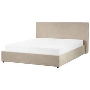 Beliani LAVAUR-Bed met opbergruimte-Taupe-160 x 200 cm-Fluweel