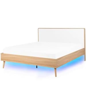 Beliani SERRIS-Tweepersoonsbed LED-Wit-140 x 200 cm-Vezelplaat