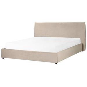 Beliani LAVAUR-Bed met opbergruimte-Taupe-180 x 200 cm-Fluweel