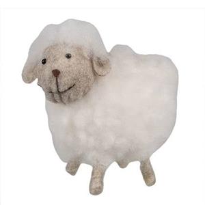 Clayre & Eef Decoratie Beeld Schaap 14 cm Wit Synthetisch