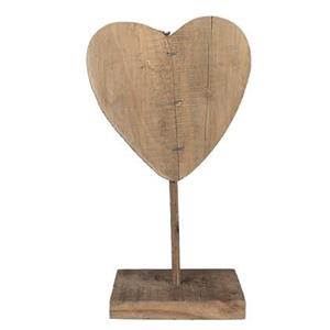 Clayre & Eef Decoratie Beeld Hart 15x8x27 cm Bruin Hout