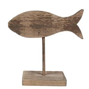 Clayre & Eef Beeld Vis 20 cm Bruin Hout