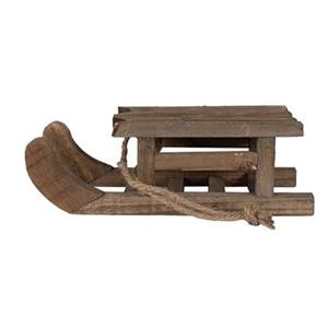 Clayre & Eef Decoratie Slee 30x11x10 cm Bruin Hout Kerstdecoratie