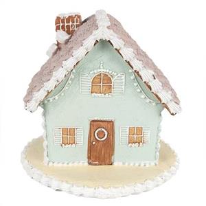 Clayre & Eef Decoratie Beeld Huis 12 cm Blauw Polyresin