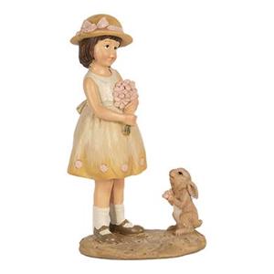 Clayre & Eef Beeld Meisje 15 cm Beige Polyresin