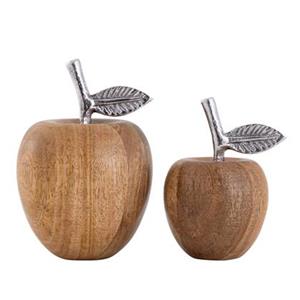 Sfeer voor jou SVJ Decoratieve Appels - 9x9x15 cm - Mango Hout - Naturel - Set van 2