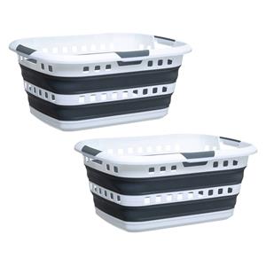 Merkloos Opvouwbare mand voor wasgoed en spullen - 45 liter - 62 x 45 x 27 cm - plastic -
