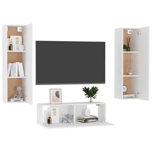 vidaXL Kleiderschrank 3-tlg TV-Schrank-Set Weiß Spanplatte
