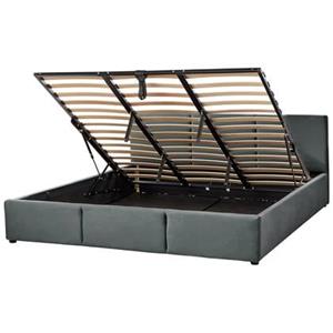 Beliani BOUSSE-Tweepersoons boxspring-Grijs-180 x 200 cm-Fluweel