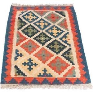 morgenland Wollteppich "Kelim Fars Teppich handgewebt orange", rechteckig, Kurzflor