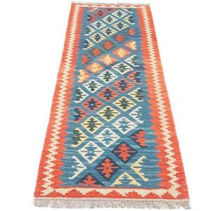 morgenland Wollteppich "Kelim Fars Teppich handgewebt blau", rechteckig, Kurzflor