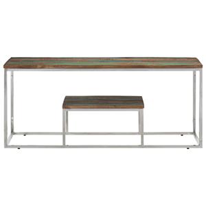 vidaXL Salontafel roestvrij staal en massief gerecycled hout zilver