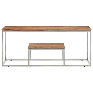 vidaXL Salontafel roestvrij staal en massief acaciahout zilverkleurig