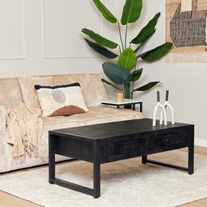 Het Steigerhouthuis Salontafel Boaz Black met 2 lades | 120 cm