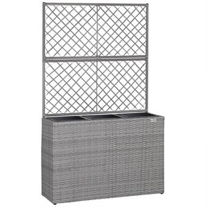 Casaria Polyrattan bloembak met hekwerk Grijs