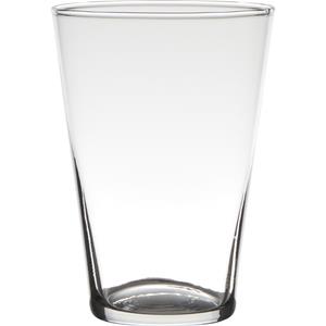 Merkloos Transparante home-basics conische vaas/vazen van glas 20 x 14 cm -