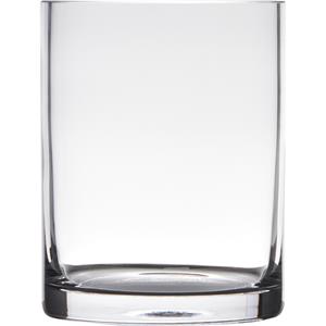 Hakbijl Glass Transparante home-basics cylinder vorm vaas/vazen van glas 15 x 12 cm -