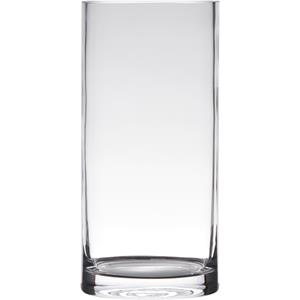 Hakbijl Glass Transparante home-basics cylinder vorm vaas/vazen van glas 25 x 12 cm -