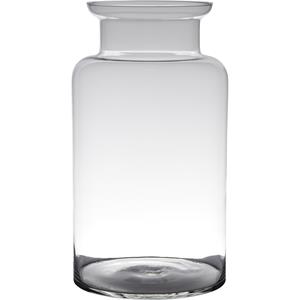 Hakbijl Glass Transparante luxe grote melkbus vaas/vazen van glas 45 x 25 cm -