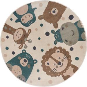 Kinderteppich Adventures Animal Party, HANSE Home, rund, Höhe: 8 mm, Spielteppich, weich, Kinderzimmer, Kurzflor, Spielunterlage, Teppich