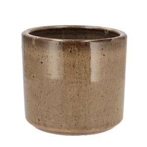 DK Design Bloempot model Brown Glaze - taupe - D14 x H15 cm - glanzend -