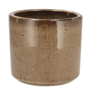 DK Design Bloempot model Brown Glaze - taupe - D15 x H17 cm - glanzend -