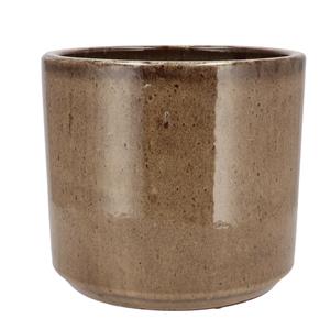 DK Design Bloempot model Brown Glaze - taupe - D18 x H20 cm - glanzend -