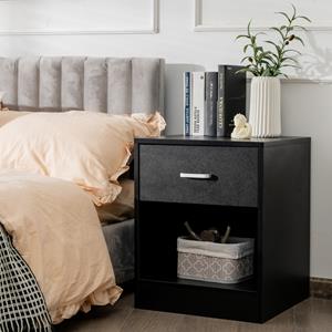 Costway Modern Nachtkastje Bijzettafel met Lade en Open Vak voor Woonkamer en Slaapkamer 45 x 42,5 x 55 cm Zwart