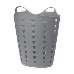 Excellent Houseware Flexibele wasmand - grijs - 60 liter - kunststof - 47 x 50 cm -