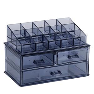 Edco Make-up organizer/opberger - 14 x 13 x 16 cm - donker blauw -